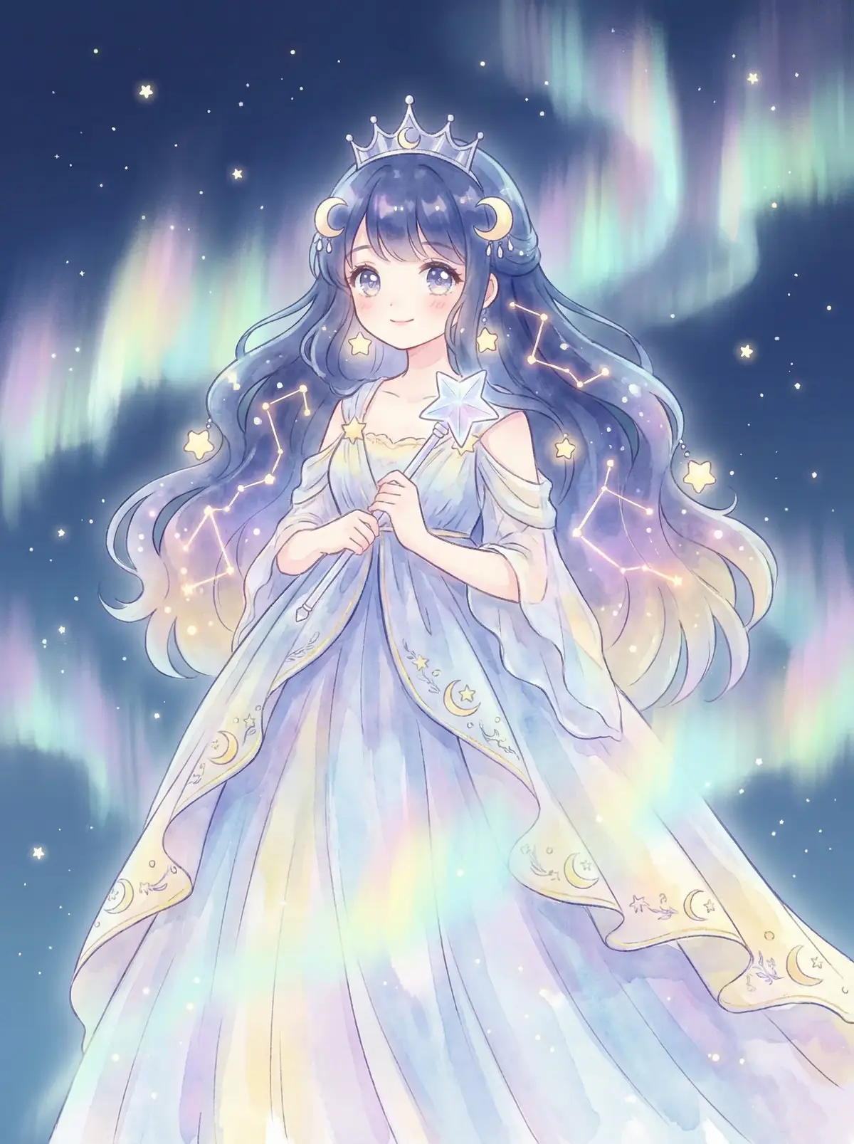 富二代f2app官方网站进入ios - 星辰公主希尔角色设定图，手持星光权杖
